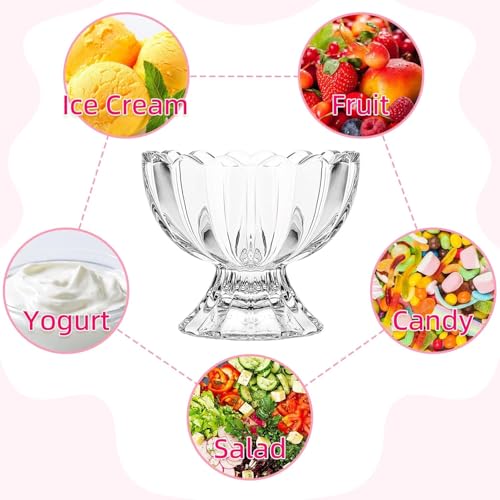 Image of Glassbunny Crystal Dessert Bowls Set Clear Glass, Elegant Glass, Lotus Ice Cream Bowl, Salad Dessert Serving Bowls, Tableware Set, 120 ml, Pack of 6