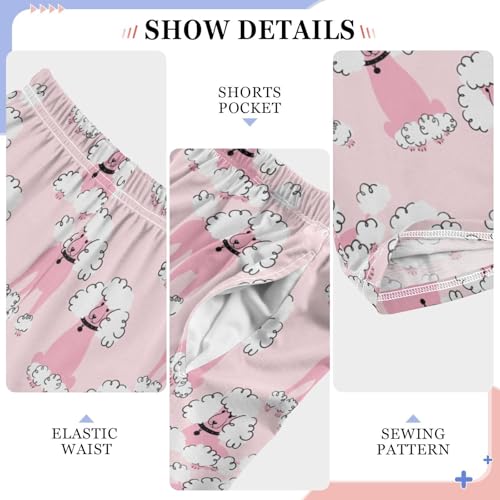 ZZXXB Pink Poodle Boys Long Pants Soft Trousers Elastic Waist Kids Lounge Bottoms with Pockets S-XL4