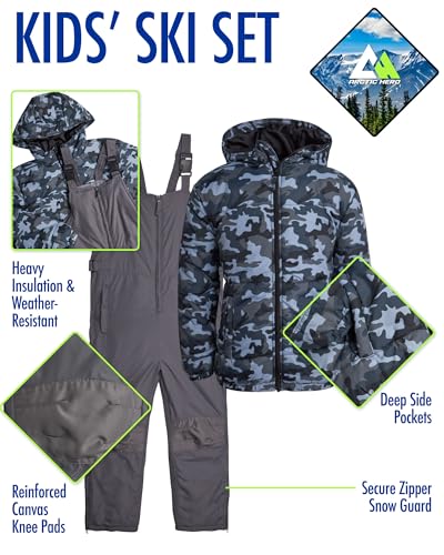 Image of Arctic Hero Kids Snow Suit Set - 2 Piece Heavyweight Insulated Ski Jacket & Ski Pants - Winter Coat & Pants for Boys & Girls