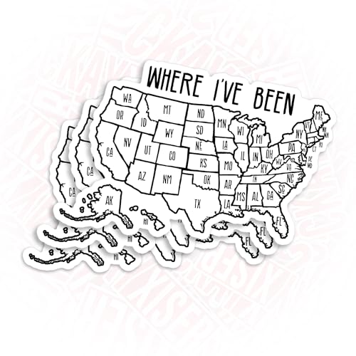 (3 Pcs) Where I've Been Map Sticker, Coloring United States USA Travel Gift for Couple Memories 3'...