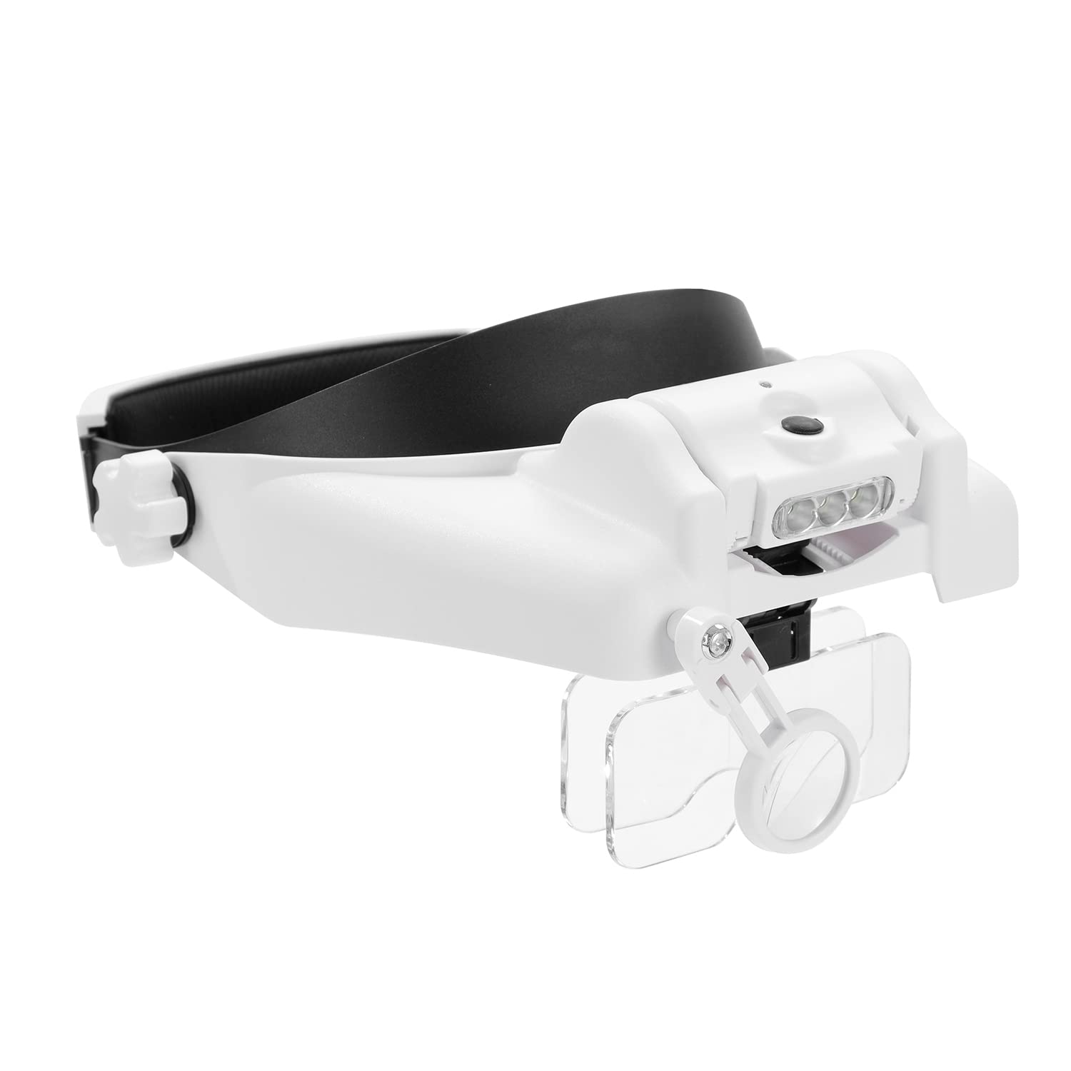 NEW FLASH Lupa na głowę ze światłem LED, ładowana przez USB, zestaw głośnomówiący do montażu na głowie, lupa z 6 odłączanymi soczewkami do pracy w bliskim czasie do czytania biżuterii, rękodzieła, elektroniczna naprawa 406202