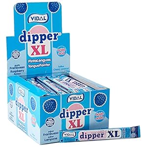 Vidal Dipper XL Caramel, zacht, mastiable-smaak, frambozengeur, blauw, 100 stuks