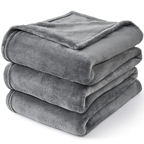 Image of BEDELITE Fleece Blanket Soft Plush Full Bed Blanket Grey 84 inchx90 inch