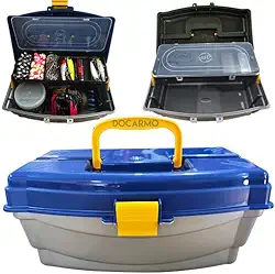 DoCarmo, Caixa de Pesca Ferramenta Bandeja Articulada com Estojo Cor:Azul