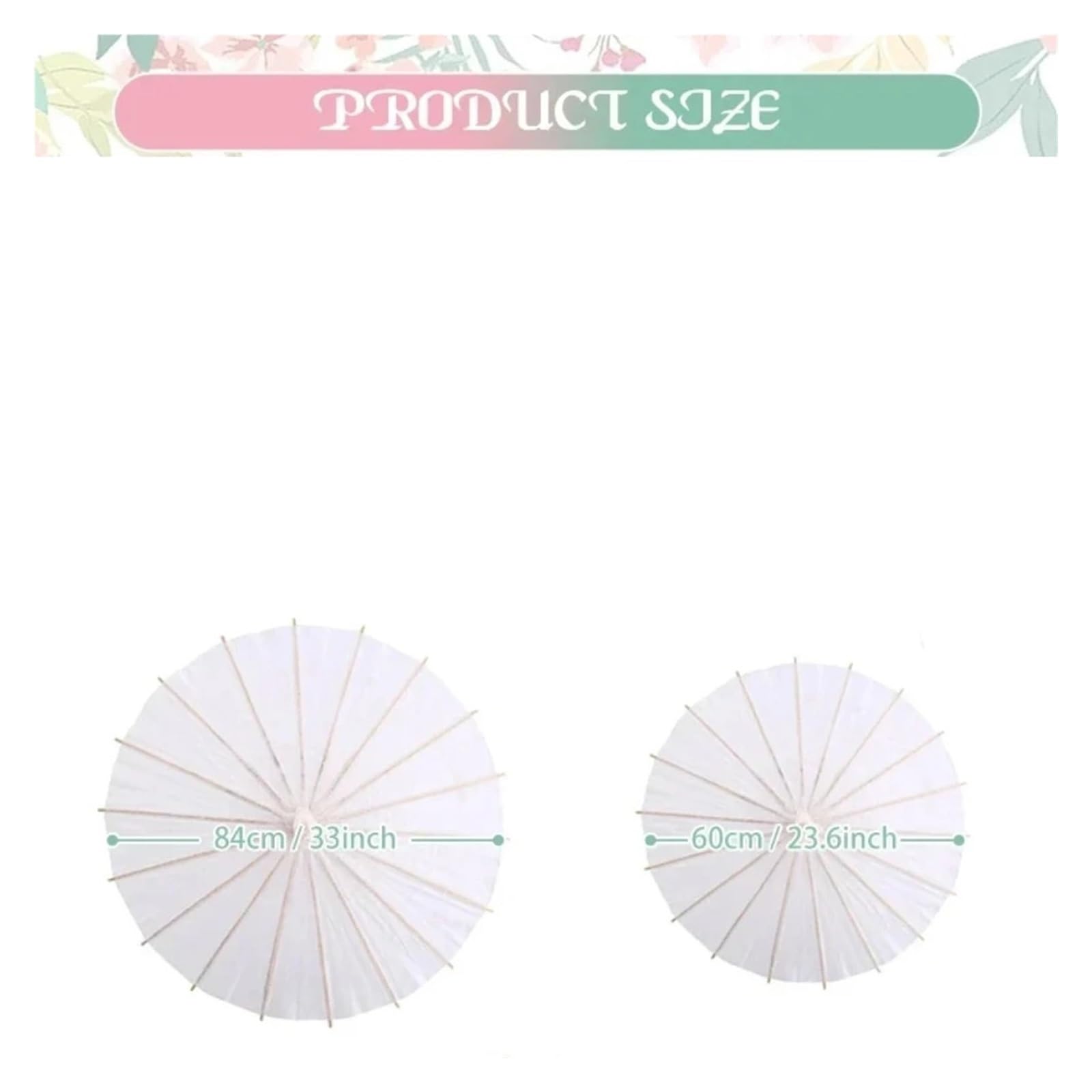 Genérico Sombrillas De Papel Blanco, 6 Uds., 40/60/80cm, Fotografía De Boda, Accesorio De Cosplay, Decoración De Playa For Fiesta De Verano