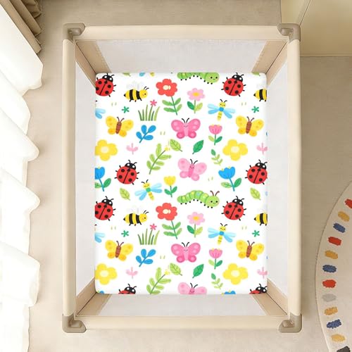 Drap de berceau Garden Bugs en coton doux pour lit de bébé - 8