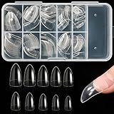 Funfe Stiletto Curve Nails,100Pcs Clear Nail Tips 10 Sizes Press on Nail Tips Half Cover Eagle Claw Art Nail for Nail Tips Art