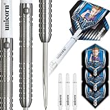 Unicorn Tom Sykes - Juego de dardos Global | Barriles de tungsteno 90% natural con anillos de agarre intrincadamente mecanizados | Vuelos ultrafly duraderos e impresionantes | Puntas de voluta de
