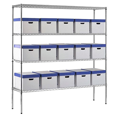 Sandusky WS721874-C Chrome Steel Heavy Duty Adjustable Wire Shelving, 2400 lbs Capacity, 72" Width x 74" Height x 18" Depth, 4 Shelves - Thumbnail 2