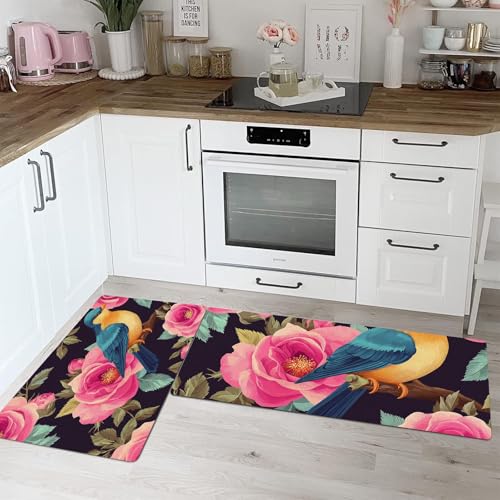 Paillasson de bain et cuisine style vintage aquarelle rose pour maison - 5