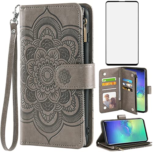 Housse Samsung Galaxy S10 Plus portefeuille cuir clapet fleur