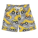 Boccsty Gray Tractor Truck Boys Swim Trunks Little Car Toddler Beach Board Shorts Kids Swimsuit 3T