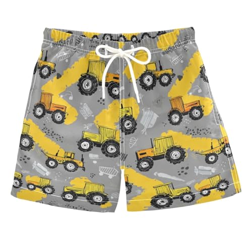 Boccsty Gray Tractor Truck Boys Swim Trunks Little Car Toddler Beach Board Shorts Kids Swimsuit 3T