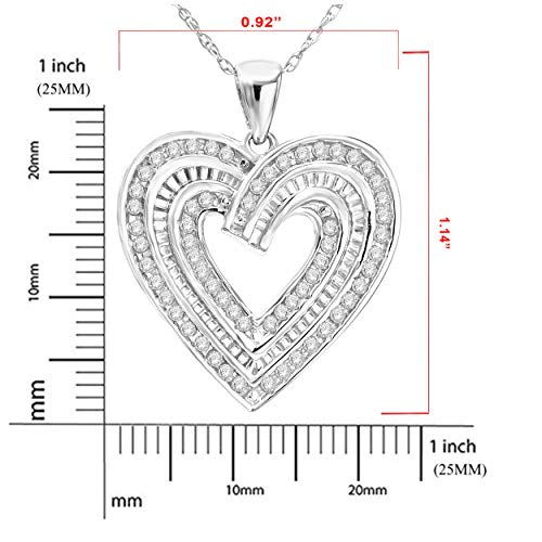 NATALIA DRAKE 1/2 Cttw Diamond Heart Necklace for Women in Rhodium Plated 925 Sterling Silver3