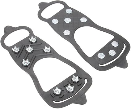 TOYANDONA Outdoor Spike Ice Crampon Shoe Covers Non Slip Traction Cleats for Mountaineering Winter Hiking Safety Lightweight Skid Footwear Protection for Men and Women