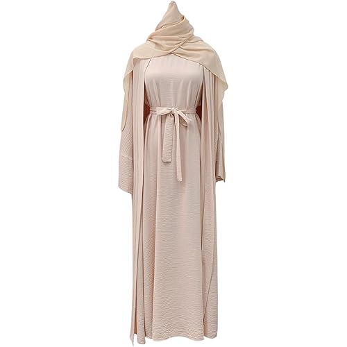 2PCS Women's Muslim Dresses Abaya Islamic Dubai Prayer Dress Robe Long Cardigan Maxi Dress