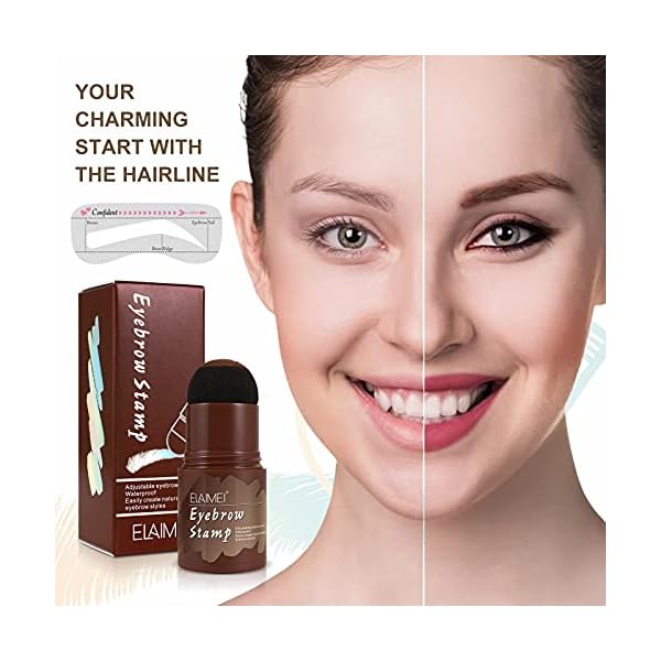 Eyebrow Stamp Kit, Eyebrow Shaping Stamp Makeup Kit, One Step Eye Brow Stamp, Long Lasting Eyebrow Makeup Tool with 10 Reusable Eyebrow Stencils, 2 Eyebrow Brushes, 3 Colors (Dark Brown)