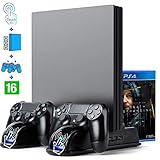 Touch on Fan Cooler for Regular PS4/Slim/Pro,Multifunctional Vertical Cooling Stand, Charger for PS4...