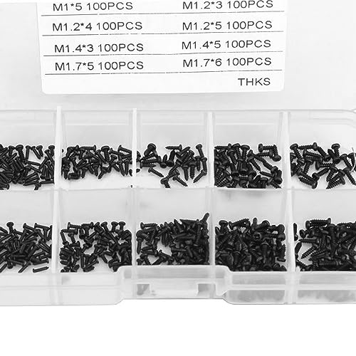 KSTE 1000pcs kleine Schrauben Kreuzkopfblechschrauben Sortiment Kit M1 M1.2 M1.4 M1.7