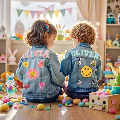 Personalized Kids Denim Jacket with Names, Custom Jacket for Girls Boys Toddler 1-10, Christmas Birthday Gifts3