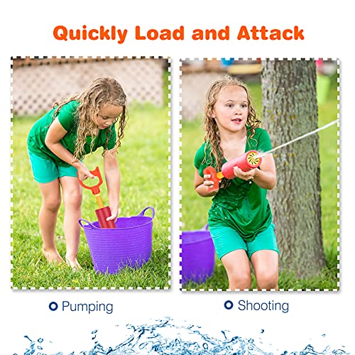 Moko Water Pistol For Adults & Kids, 6 Pack Water Blaster Foam Shooter Set Cannon Pool Accessories With 35Ft Shooting Range Length For Summer Outdoor Beach Game, Blue+Yellow+Red+Green #TOP2