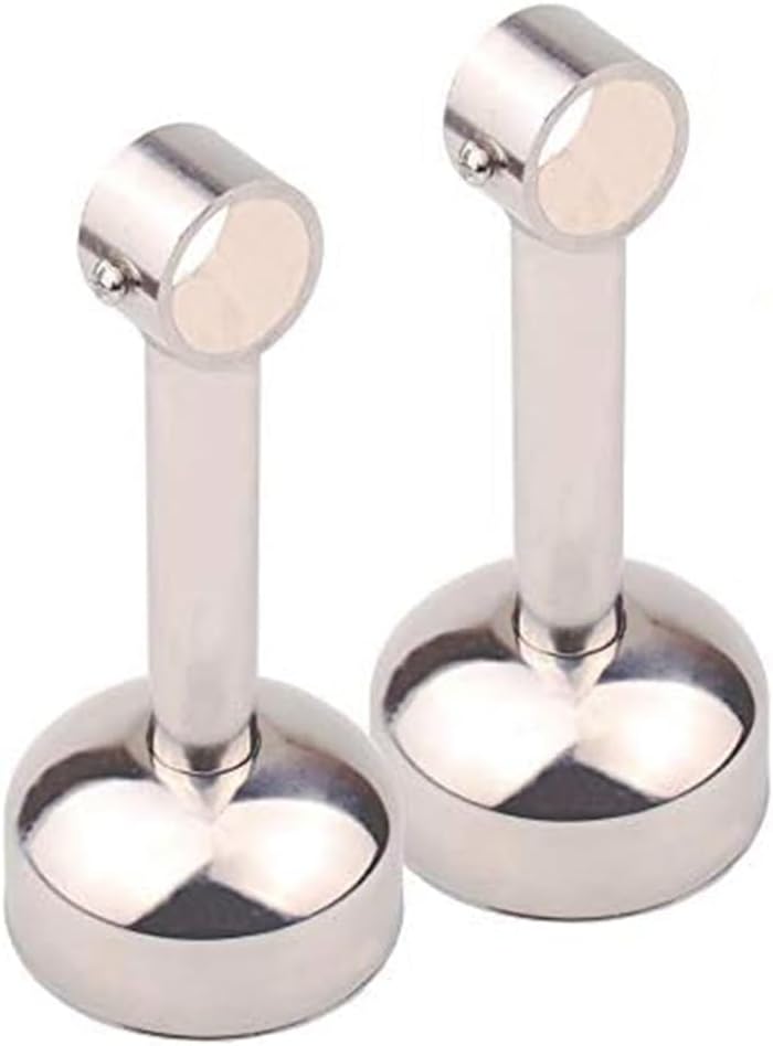 Wardrobe Rail Rod Support Bracket, Tiberham 2PCS Stainless Steel Ceiling Mount Bracket, Wardrobe Pipe Closet Lever Rail Holder, Wall Mounted Shower Curtain Hanging Rod Tube Pole Flange Socket
