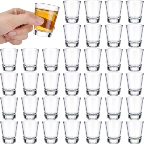 Sabary 36 Pcs 1.5 oz Shot Glasses Set Heavy Duty Base Transparent Glasses Small Whiskey Shot Glass for Vodka Whiskey Tequila Soju Party & Gifts(Clear)