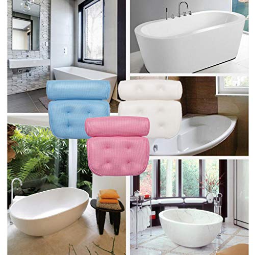 Baoblaze Almofada De Banho Spa Com 4 Ventosas De Aperto Almofada De Banheira Pescoço Encosto Branco