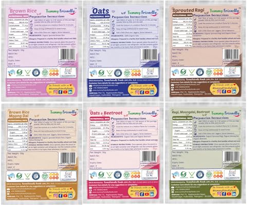 Image of TUMMY FRIENDLY Foods Certified Organic Porridge Mixes Trial Packs (6, Stage1n2-6x50g)