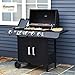 Outsunny 4+1 Burner Gas BBQ Grill, Outdoor Barbecue Trolley with Wheels, Warming Rack, Side Shelves, Cabinet, Thermometer for Garden, Party, Camping, 125 L x 51 W x 100 H cm, Black