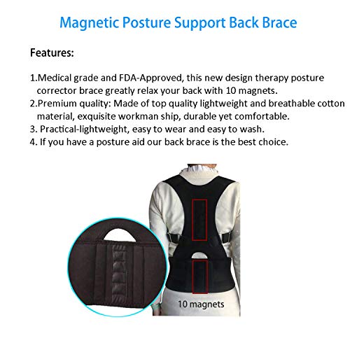 Magnetic Therapy Posture Support Back Brace -Fda Approved Medical Grade Adjustable Posture Corrector Brace Shoulder Back Support Belt- Relieves Neck, Back And Spine Pain (Xxl) #TOP3