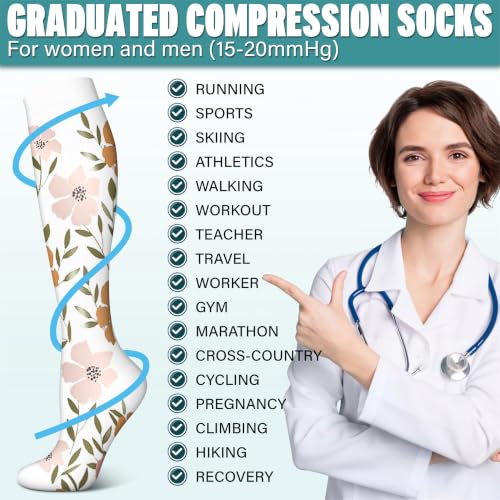 Image of 3 Pairs Compression Socks for Women & Men 15-20 mmHg- Best Support for Nurses, Running, Hiking, Recovery & Flight Socks