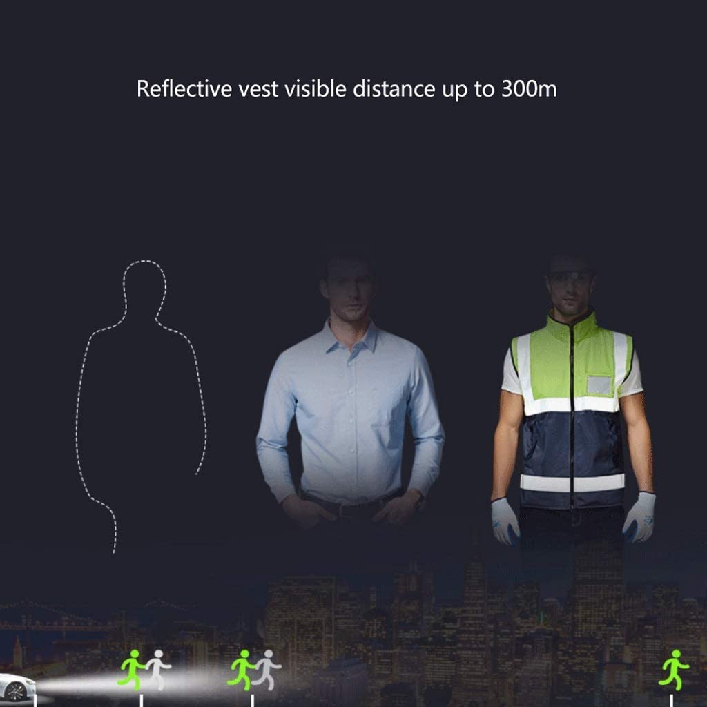 Chalecos Alta Visibilidad Hombre Mujer, Traje reflectante de cuello alto, chaleco reflectante de seguridad de tela de seda de baja elasticidad, muy alta visibilidad, adecuado for la construcción, chal