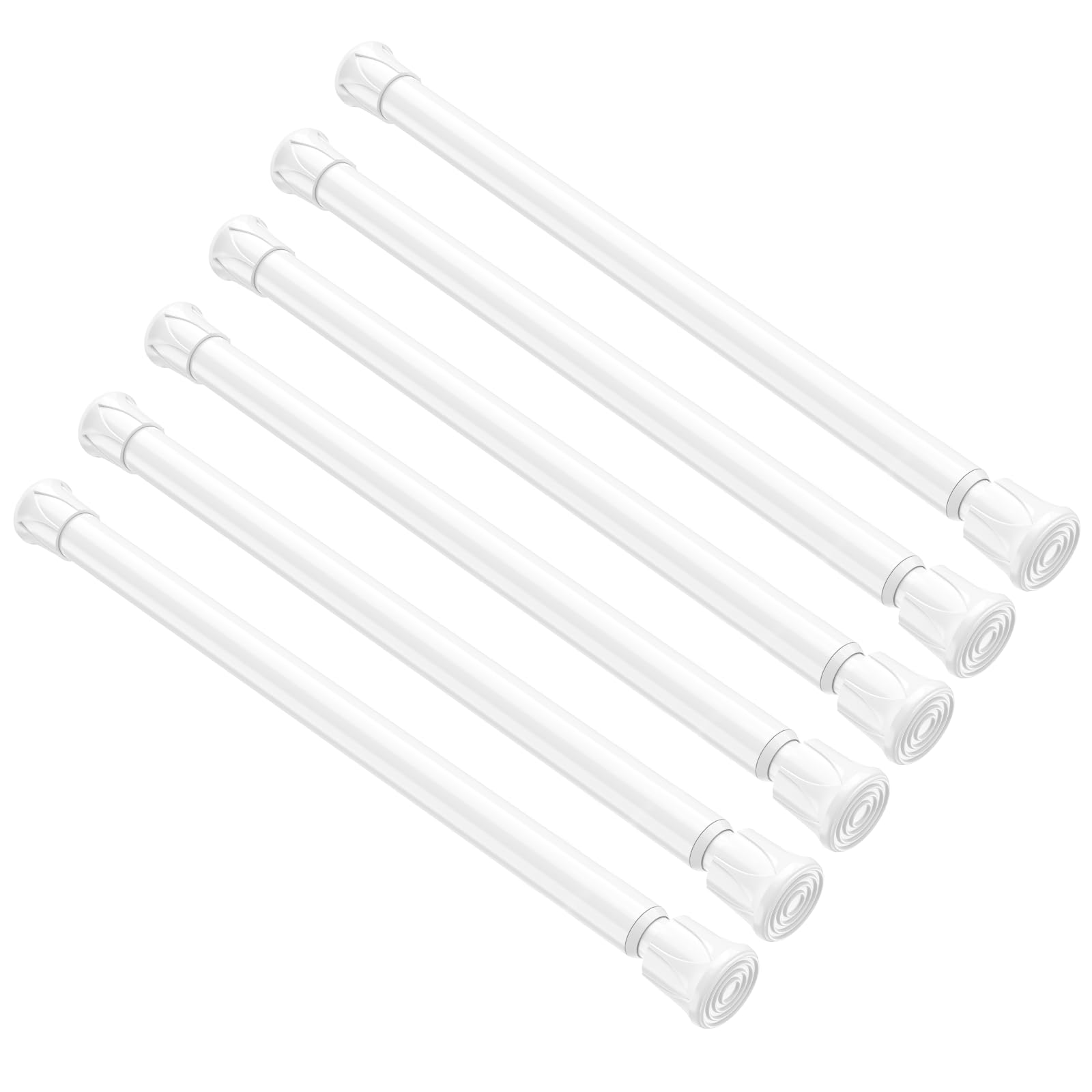 6 Pack Spring Tension Curtain Rod 8 to 12.5 Inch, DIY Mini Tension Rods No Drill for Slim Window Cupboard Closet Sidelights, White