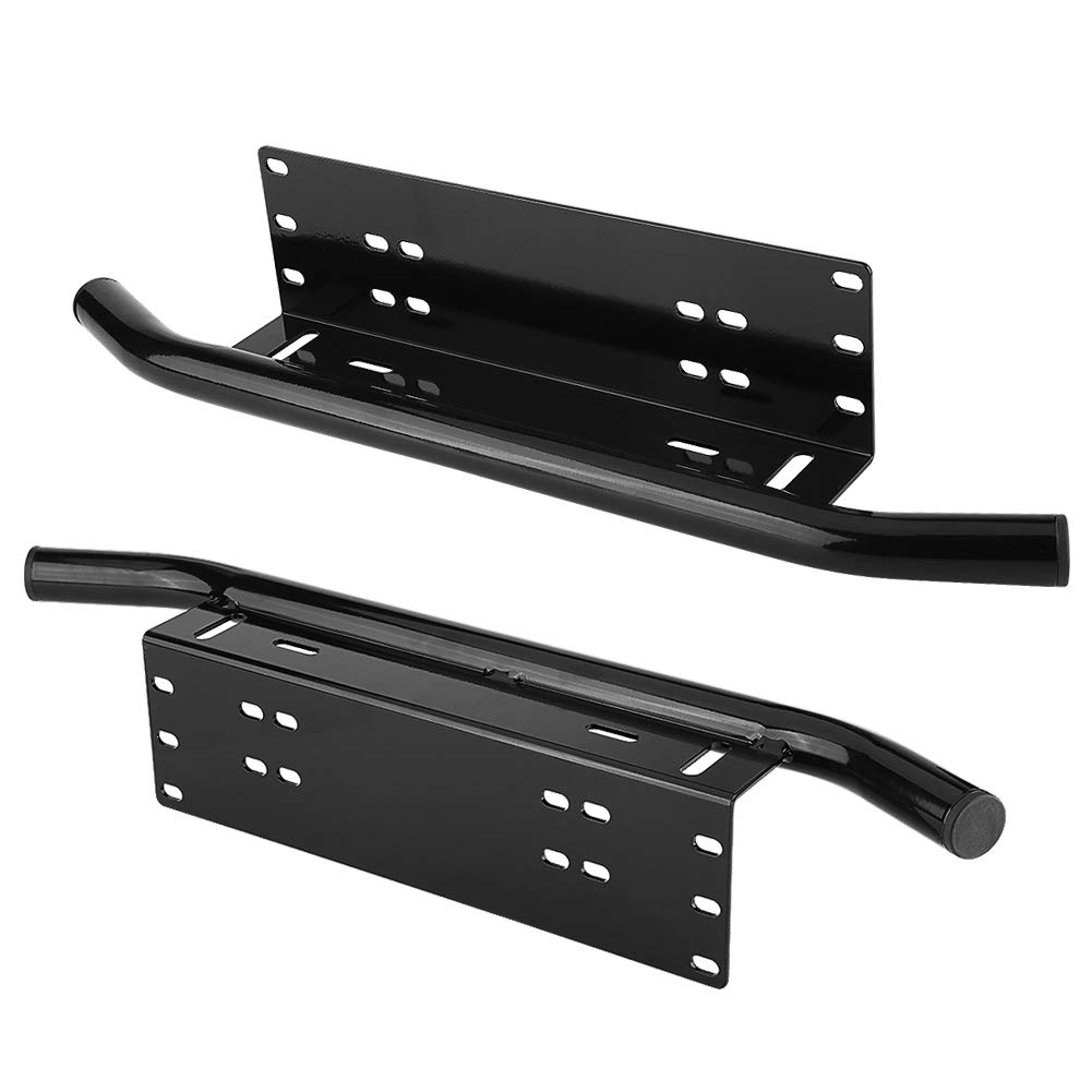 Rama Tablicy Rejestracyjnej ze Stopu Aluminium Bull Bar Mocowanie Zderzaka Wspornik świetlny do Samochodu Offroad Truck SUV 4x4, Czarny, łatwy w Montażu