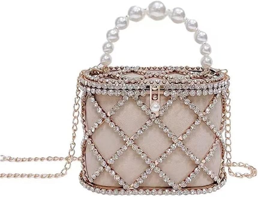 French Rhinestone Bird Cage Bag Ling Lattice Inset Banquet Bag Bling Flash Drill Hand Shoulder Bag