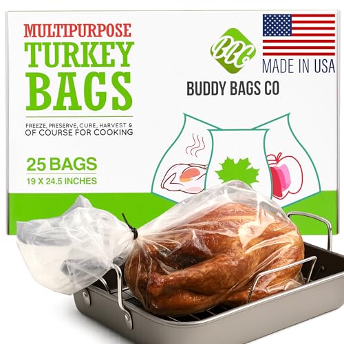 Buddy Bags Co Multipurpose Turkey Oven Bags - Made in USA - 19 x 24.5 - 25 Pack
