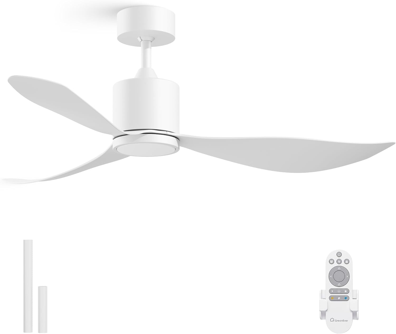 GREENEVER 52" Modern Ceiling Fan with Light Remote Control, Quiet Reversible DC Motor, 3CCT Dimmable Memory LED, Ceiling Fan for Bedroom Living Room Dining, White by GRANDJOY