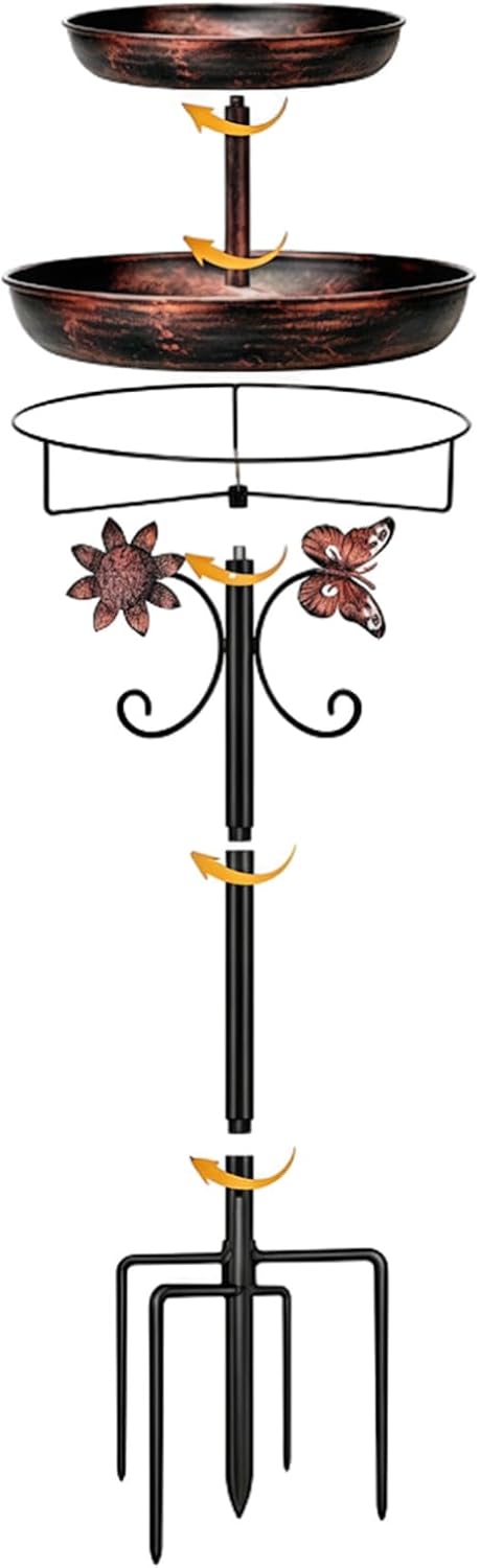 Metal Garden Bird Bath Feeder Wear Construction Five Foot Stand for Enhances Stability Easy to Outdoor Garden Bird Bath