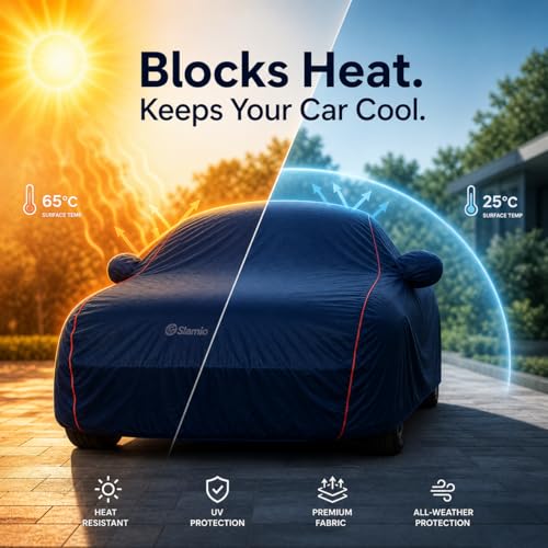 Image of Premium 100% Waterproof Car Cover for Ford Freestyle Model | All-Weather, UV & Dust Protection | Heavy-Duty 3-Layer Fabric | Custom Fit with Mirror & Antenna Pockets | Navy Blue