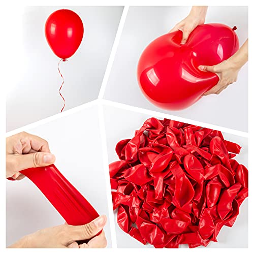 100Pcs Red Balloons, 12 Inch Red Latex Party Balloons Helium Quality For Party Decoration Like Birthday Party, Baby Shower,Wedding, Halloween Or Christmas Party (With Red Ribbon)… #TOP1
