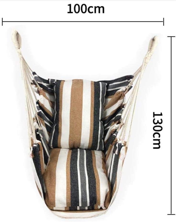 Canvas Swing Chair ，Garden Hammock, Hanging Rope Indoor Outdoor Hammocks，Cotton, Lightweight Portable