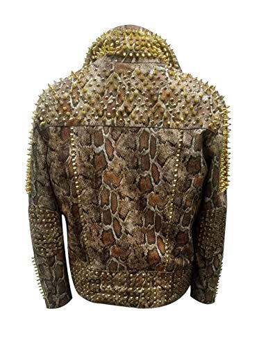 SpazeUp Mens Studded Leather Jacket - Motorcycle Leather Jacket With Spikes - Studded Spiked Leather Jackets Men4