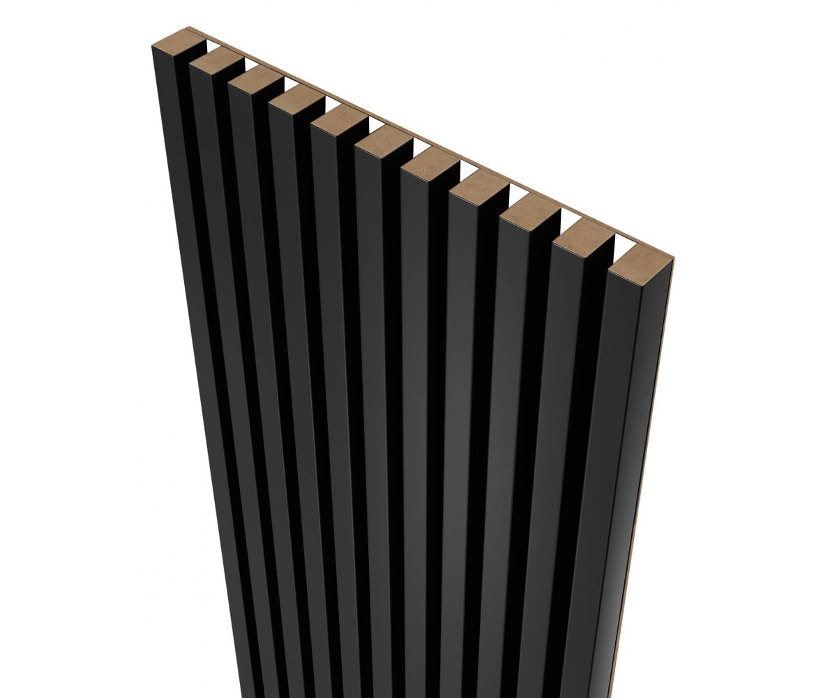 Paneles Acústicos en Placa Blanca 4 Piezas 240x18,5 cm Color Negro Revestimiento de Pared Panel Decorativo MDF Lamas para Pared Interior Diseño Moderno