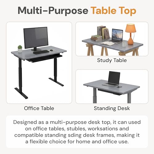 Image of Table Top for Office, Study & Standing Desk - Pre-Laminated Engineered Wood, Matte Finish, Scratch & Spill Resistant, Load up to 120 kg - Rectangle Desk Top (Gothic Grey, 48x24 inches)