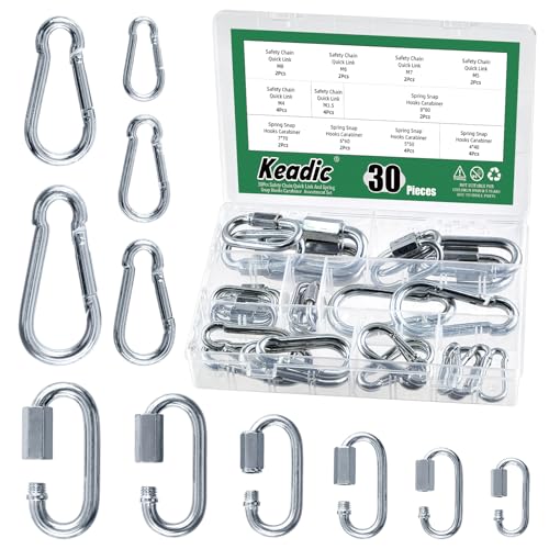 Boucles de suspension rapides Keadic nickelées en lot de 30 pour équipement de camping