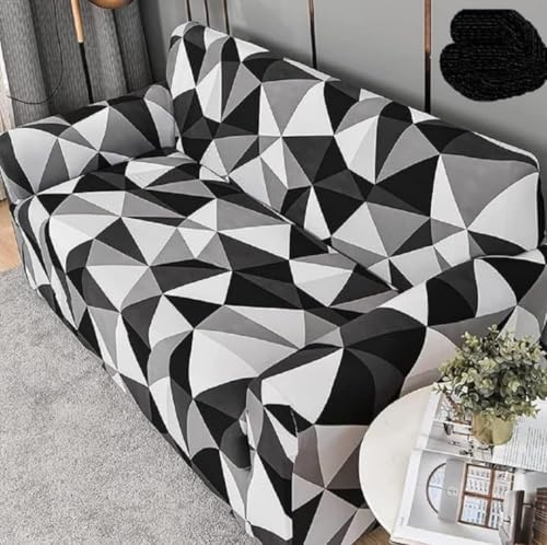 Image of HK 3 Seater Universal Elastic Sofa Cover | 360 Fully Covered Anti-Slip Washable Couch Cover Protector | 140 GSM Stretch Fit Polyester + Spandex Slipcover (180-230cm /SC-004-03)