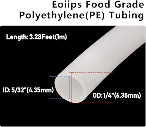 Miniatura 2 de Eoiips Tubo de polietileno de 532 pulgadas de diámetro interior x 14 pulgadas de diámetro exterior, manguera translúcida blanca de polietileno para