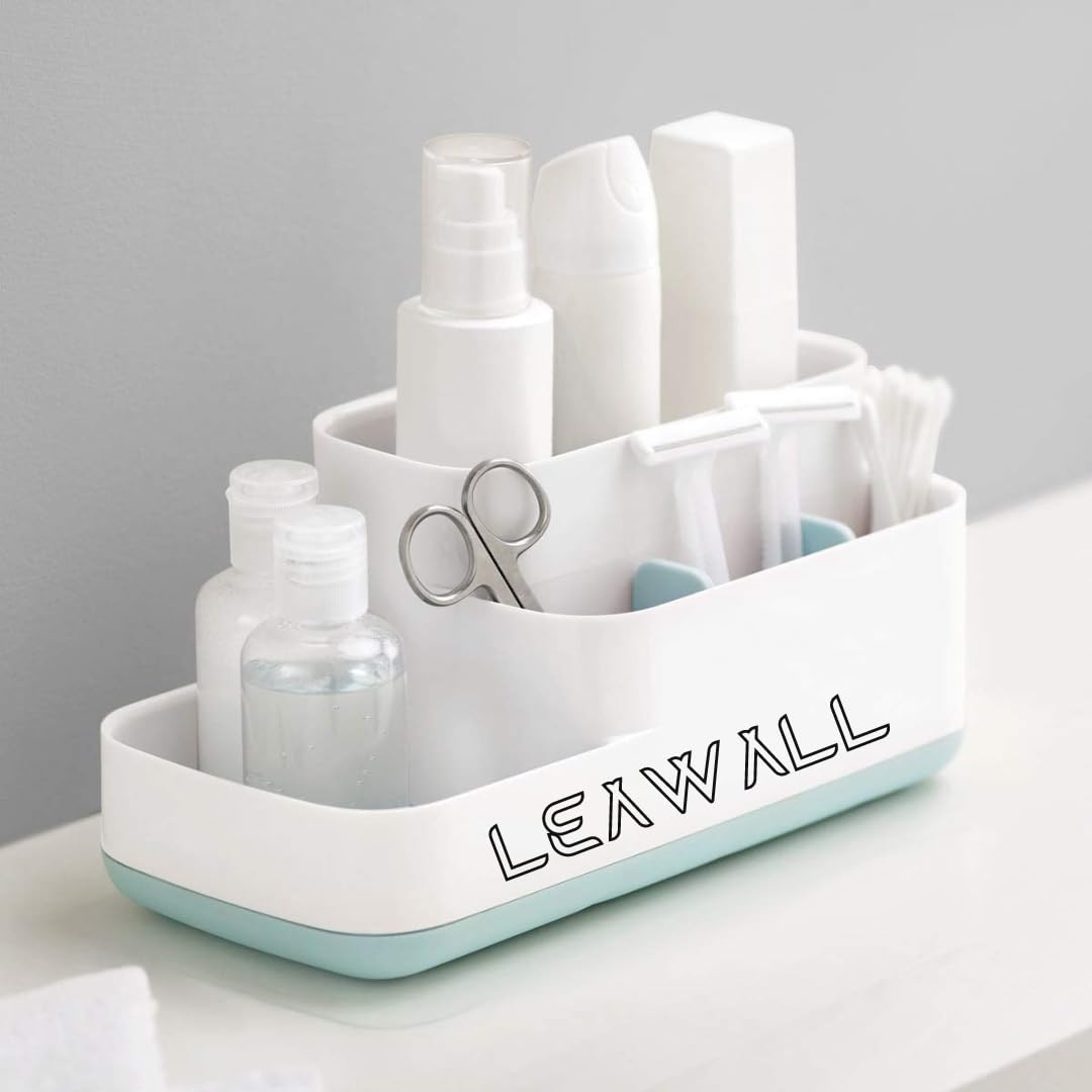 Leawall Bathroom Caddy Comportment kitchen or Bathroom Storage Organizer,  Toothbrush Holders Home Office and Toiletry Storage Sink Caddy Countertop