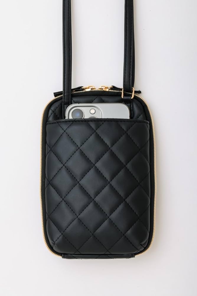 ノベルティ ブラック キルティング スマホショルダーバッグ ノベルティ ブラック キルティング スマホショルダーバッグ